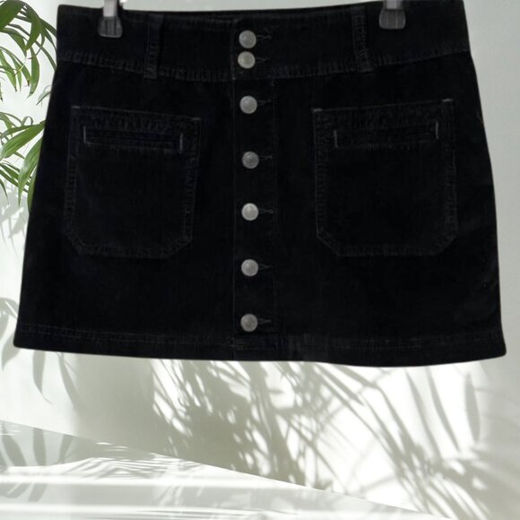 Free People We The Free Black Corduroy Mini Skirt - Size 28 - Picture 1 of 10